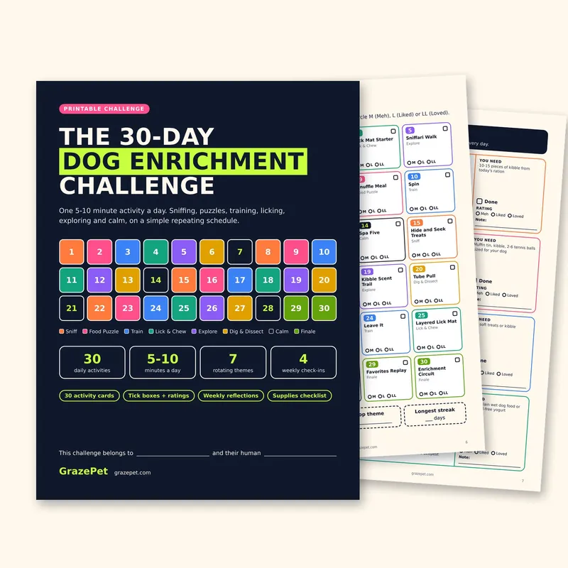 The 30-Day Dog Enrichment Challenge printable guide cover