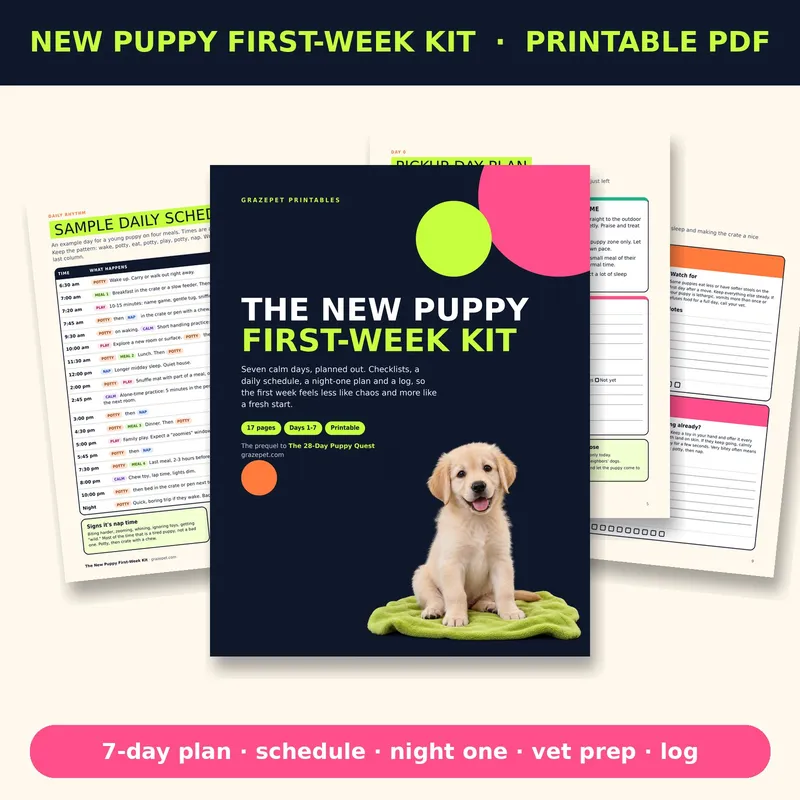 The New Puppy First-Week Kit printable guide cover