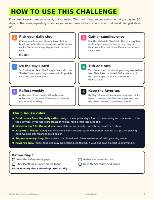 The 30-Day Dog Enrichment Challenge sample page 1