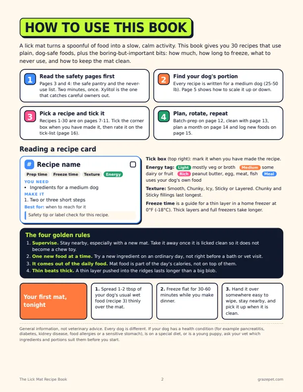 The Lick Mat Recipe Book sample page 1