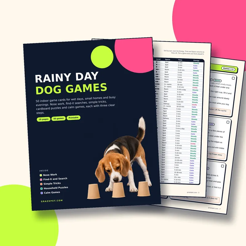 Rainy Day Dog Games printable guide cover