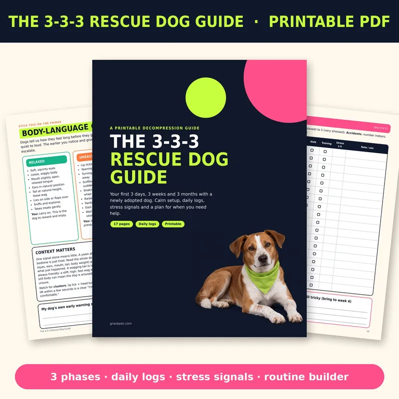 The 3-3-3 Rescue Dog Guide printable guide cover