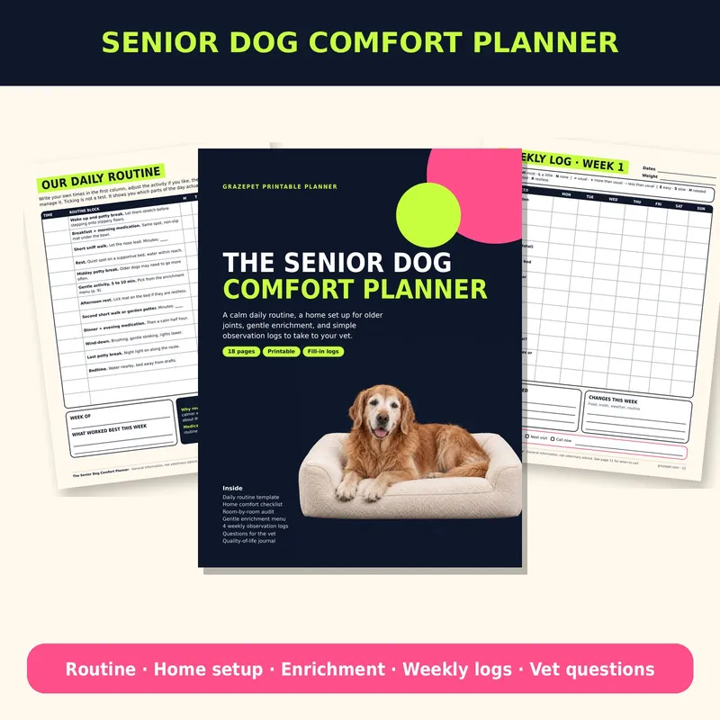 The Senior Dog Comfort Planner printable guide cover