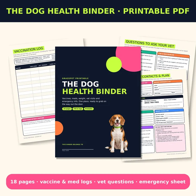 The Dog Health Binder printable guide cover